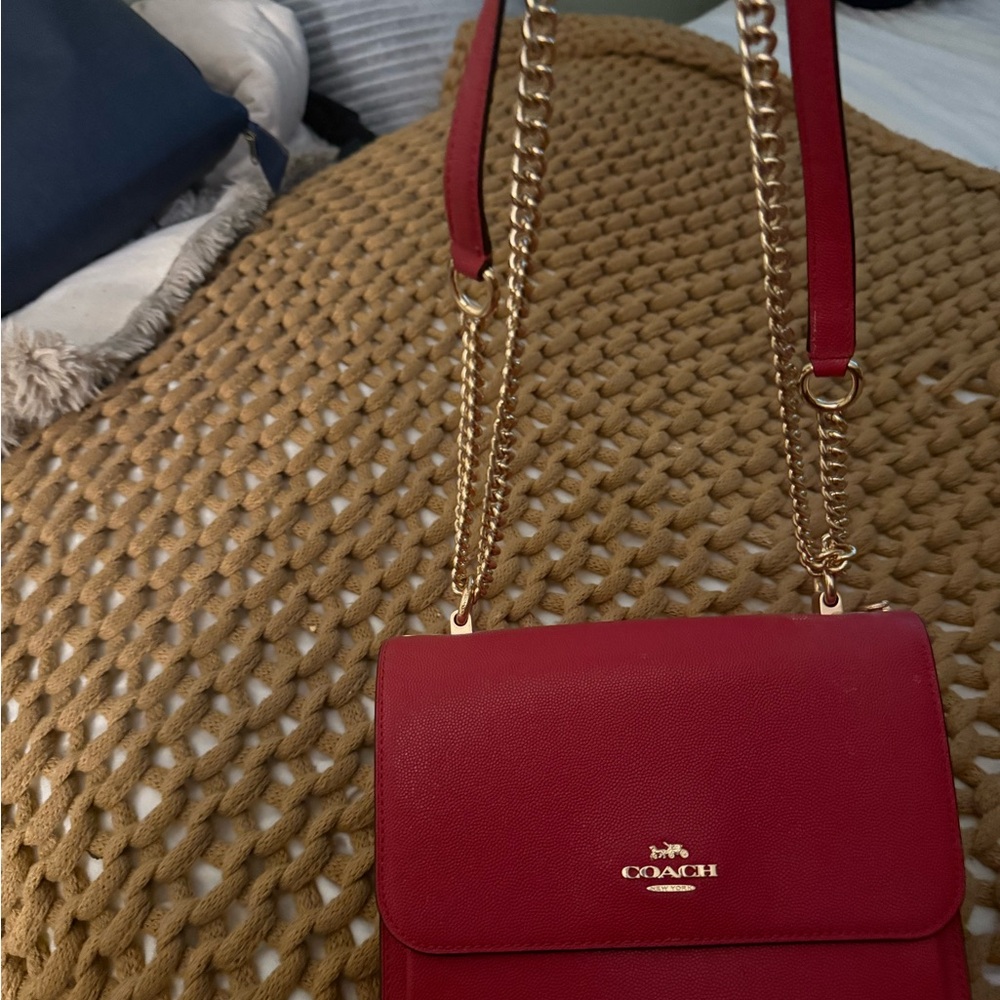 Coach Red Crossbody Bag with Gold Chain
